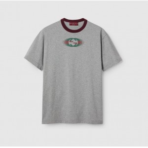 グッチ プリント コットンジャージー Tシャツ グレー 795957 XJGQ6 1230