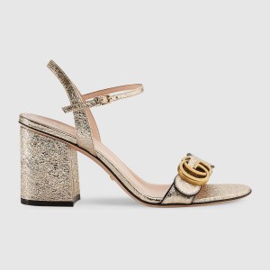 グッチ激安 GUCCI ダブルGバックル付レザー ミッドヒールサンダル 453379 A3N00 6629