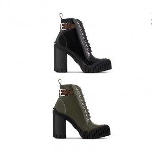 LOUIS VUITTON ルビー アンクルブーツ 黒 カーキ 1ADAQ1 1ADAQ