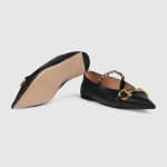グッチ GUCCI ホースビット付き ウィメンズ フラットバレエシューズ 621161 1RH00 1000