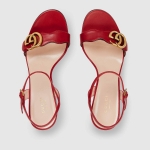 グッチ代引 GUCCI ダブルGバックル付レザー ミッドヒールサンダル 453379 DKT00 7100