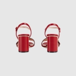 グッチ代引 GUCCI ダブルGバックル付レザー ミッドヒールサンダル 453379 DKT00 7100