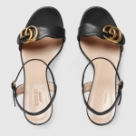 グッチ GUCCI ダブルGバックル付レザー ミッドヒールサンダル 453379 A3N00 1000