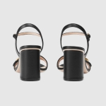 グッチ GUCCI ダブルGバックル付レザー ミッドヒールサンダル 453379 A3N00 1000