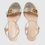 グッチ激安 GUCCI ダブルGバックル付レザー ミッドヒールサンダル 453379 A3N00 6629