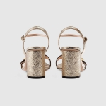 グッチ激安 GUCCI ダブルGバックル付レザー ミッドヒールサンダル 453379 A3N00 6629