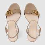 グッチ GUCCI ダブルGバックル付レザー ミッドヒールサンダル 4453379 A3N00 2606