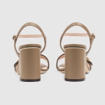 グッチ GUCCI ダブルGバックル付レザー ミッドヒールサンダル 4453379 A3N00 2606
