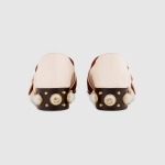 GUCCI グッチ GGパールウェブ付レザーミッドヒールローファー 423559 DKHC0 9061