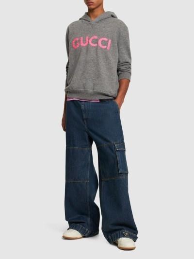 GUCCI ロゴ ウール フーデッド スウェットシャツ 770169 XKDRU 1122
