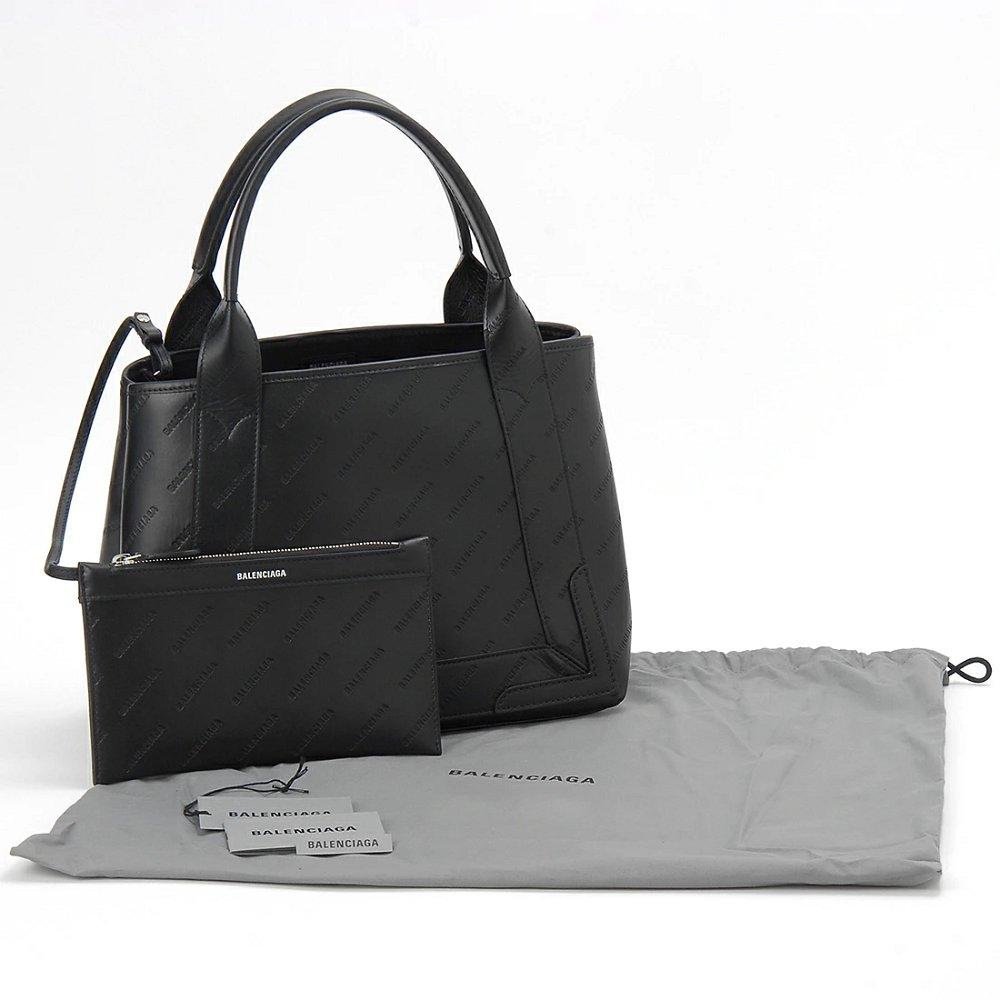 BALENCIAGA  Navy トートバッグ スモール カバ レザーロゴ型押し 339933 2AAV4 1000