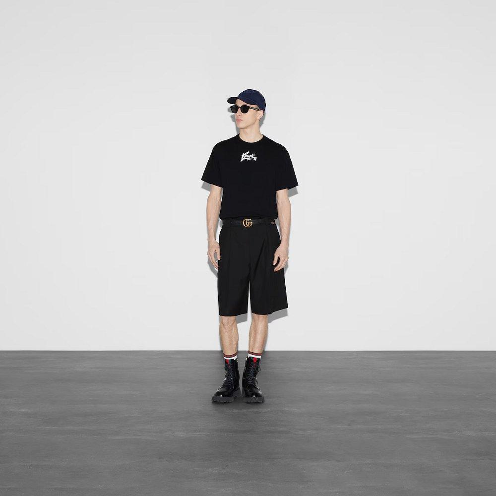グッチ メンズ コットンジャージー Tシャツ ブラック 796395 XJGQT 1152