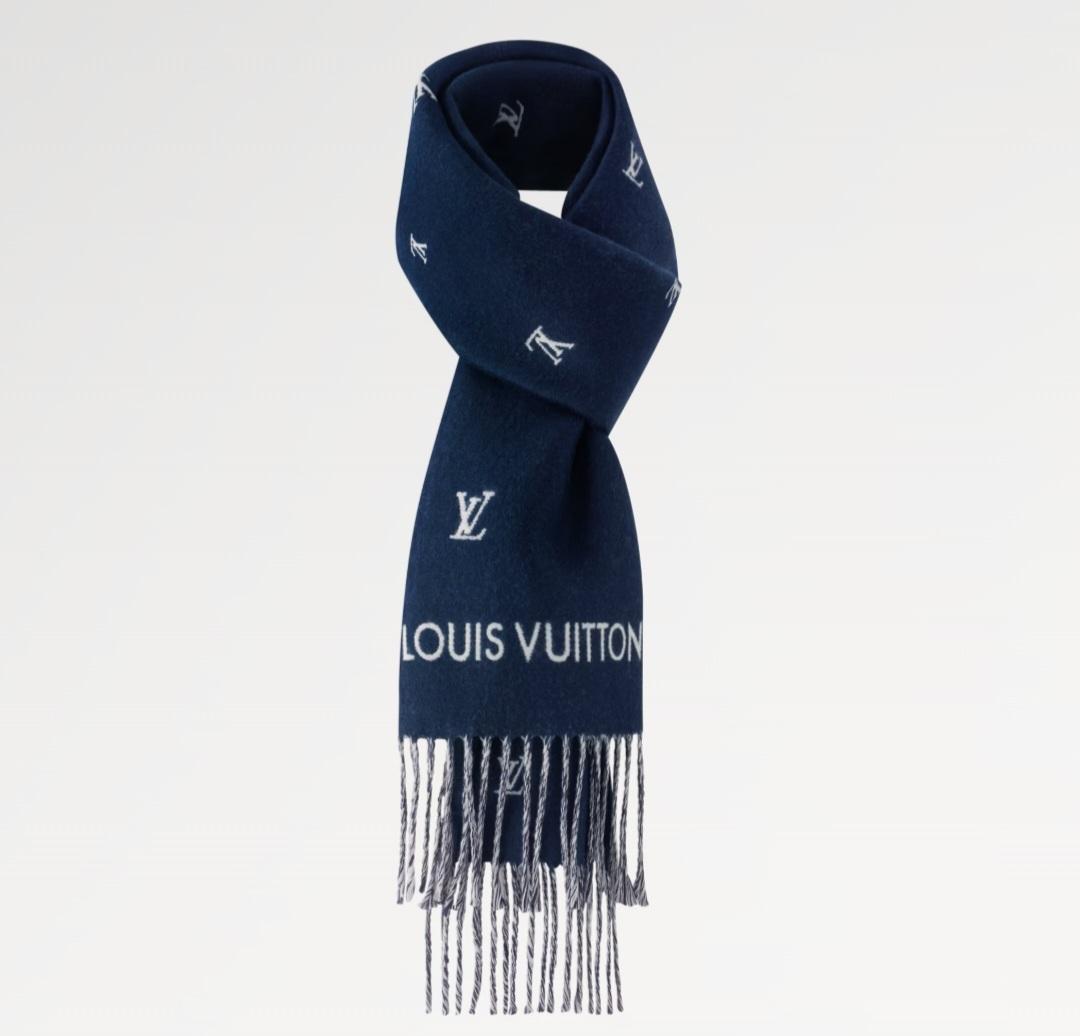 ルイヴィトン LOUIS VUITTON マフラー ブラゾン ネイビー 黒 M77269 M77274