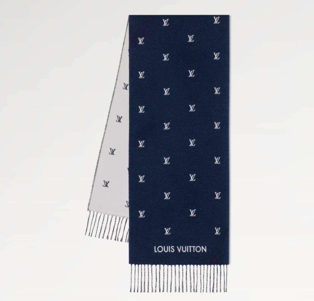 ルイヴィトン LOUIS VUITTON マフラー ブラゾン ネイビー 黒 M77269 M77274