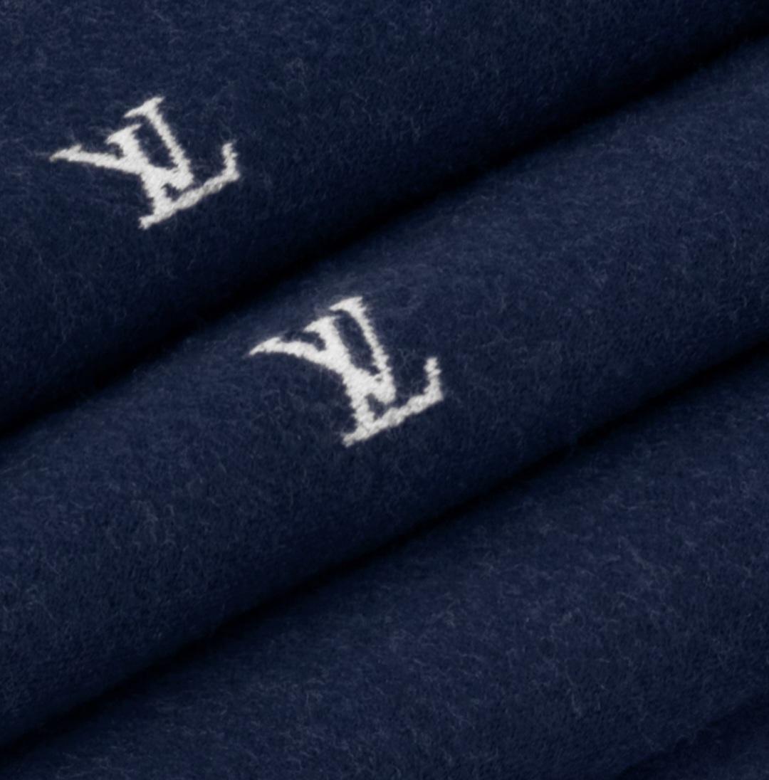 ルイヴィトン LOUIS VUITTON マフラー ブラゾン ネイビー 黒 M77269 M77274