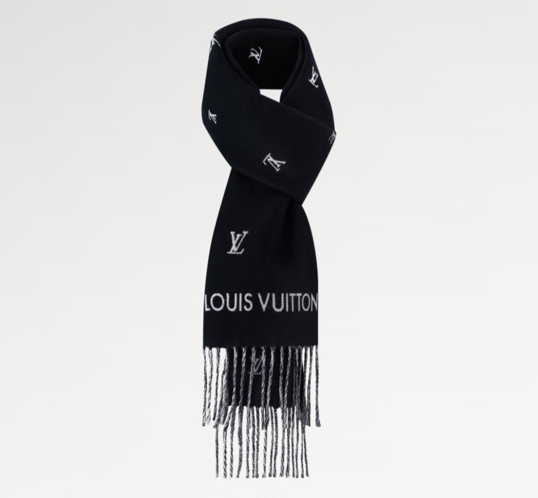 ルイヴィトン LOUIS VUITTON マフラー ブラゾン ネイビー 黒 M77269 M77274