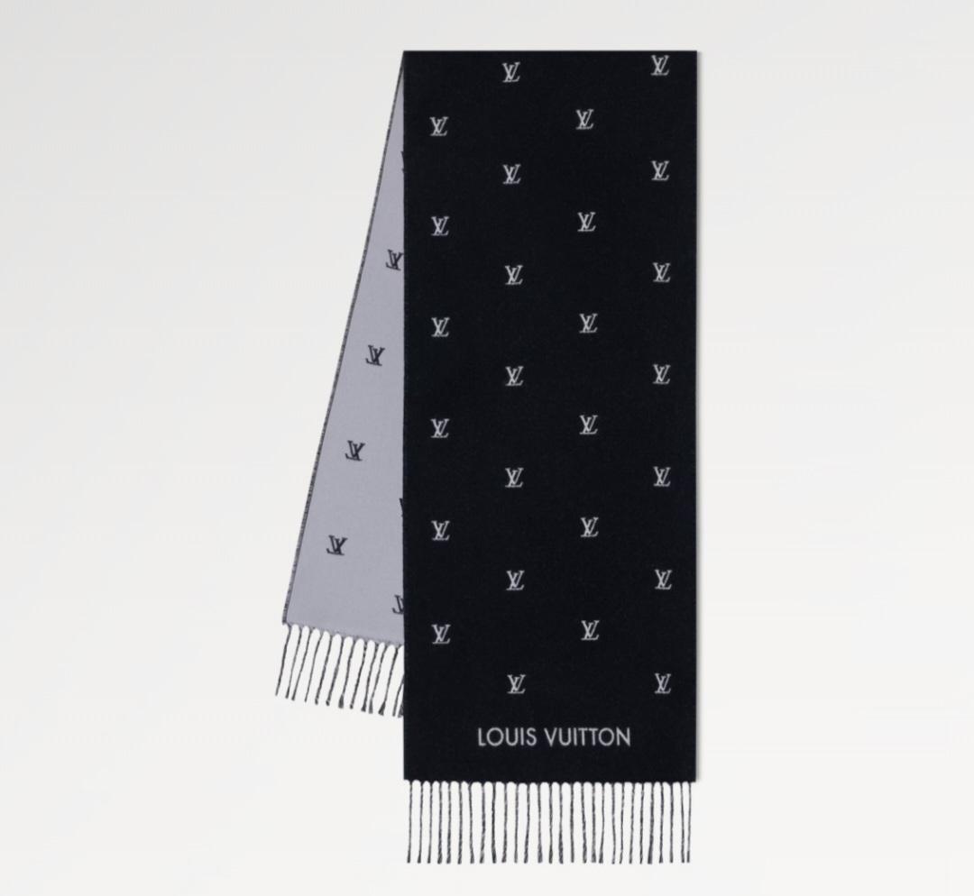 ルイヴィトン LOUIS VUITTON マフラー ブラゾン ネイビー 黒 M77269 M77274