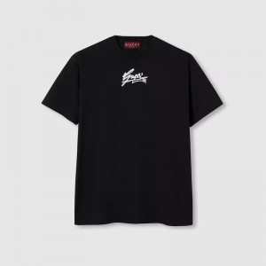 グッチ メンズ コットンジャージー Tシャツ ブラック 796395 XJGQT 1152