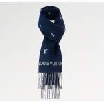 ルイヴィトン LOUIS VUITTON マフラー ブラゾン ネイビー 黒 M77269 M77274