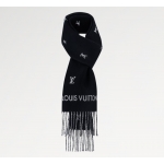 ルイヴィトン LOUIS VUITTON マフラー ブラゾン ネイビー 黒 M77269 M77274