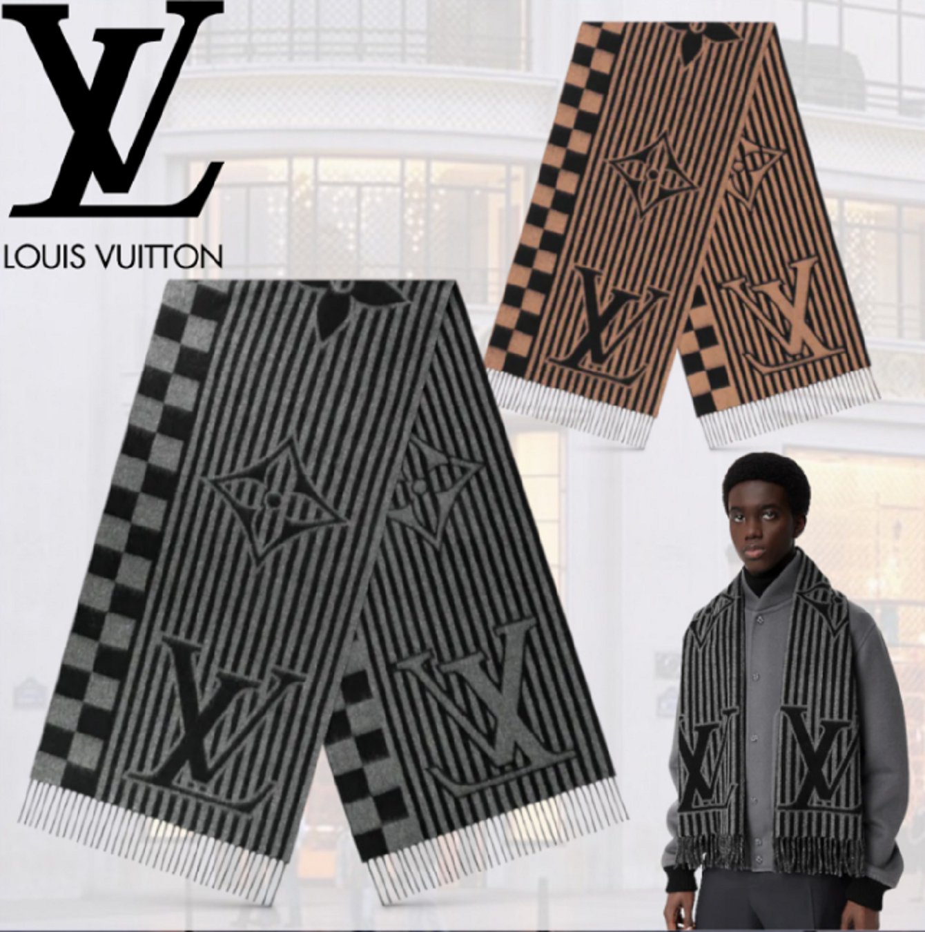 ルイヴィトン Louis Vuitton×エシャルプ・LVグラフィカルマフラー M00498 M00497