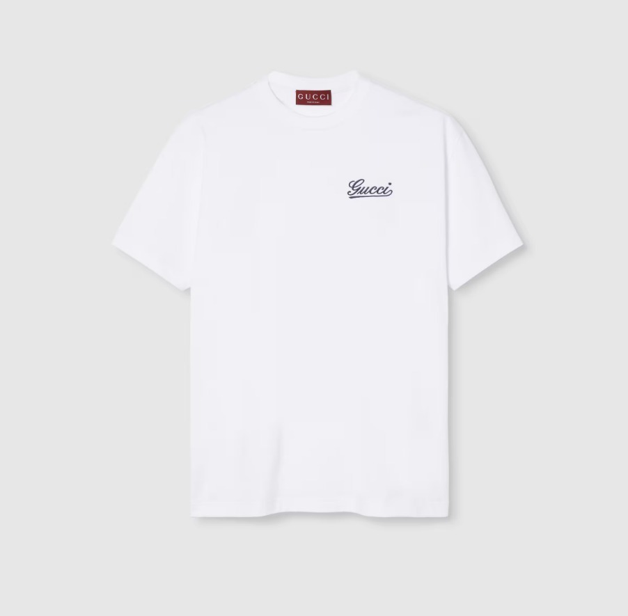 GUCCI コットンジャージー Tシャツ、オフホワイト 788093 XJGTO 9799