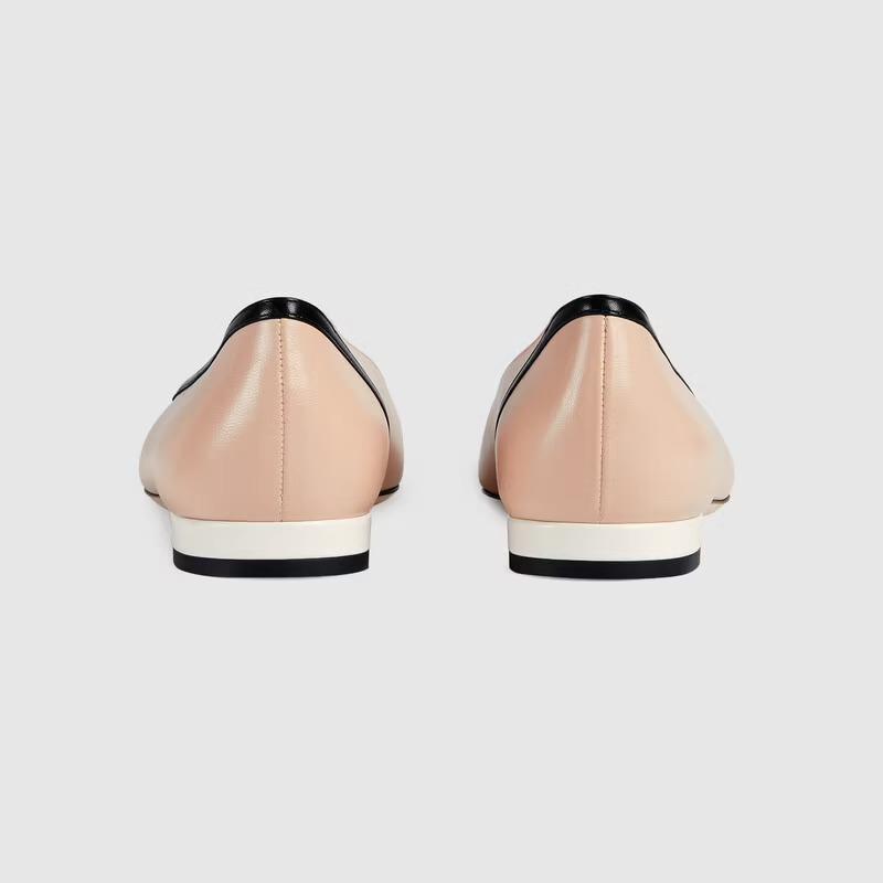 グッチ Gアップリケ付きレザーフラットバレエシューズ 658904 C9DN0 9070