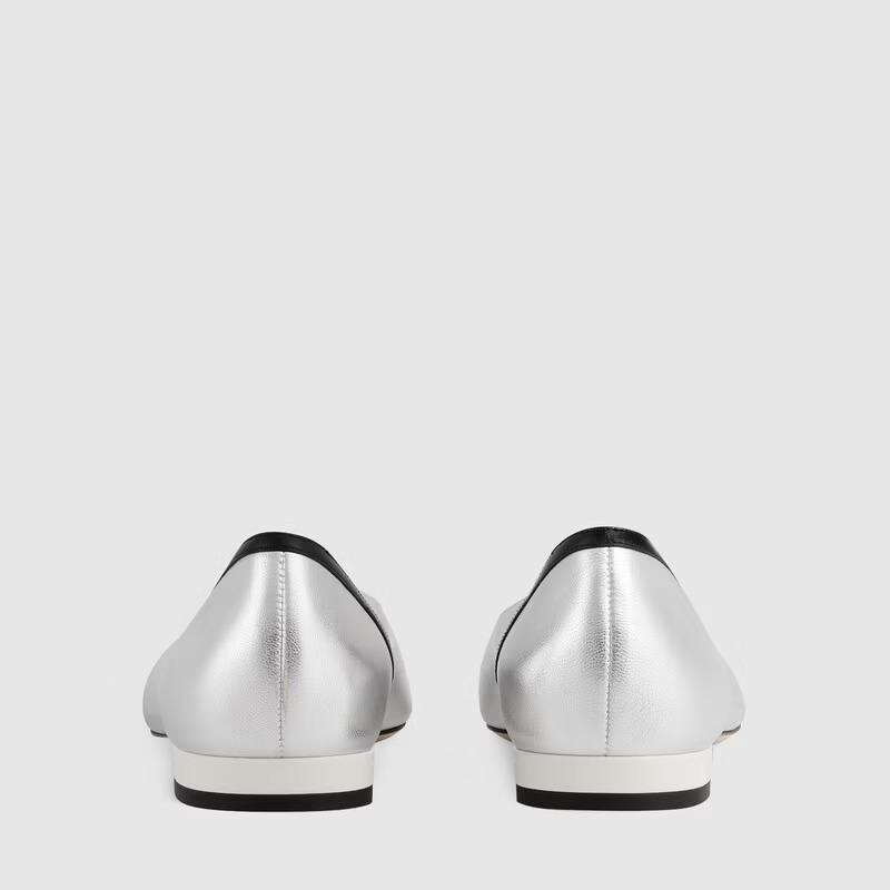 グッチ Gアップリケ付きレザーフラットバレエシューズ 658904 CQXN0 9069