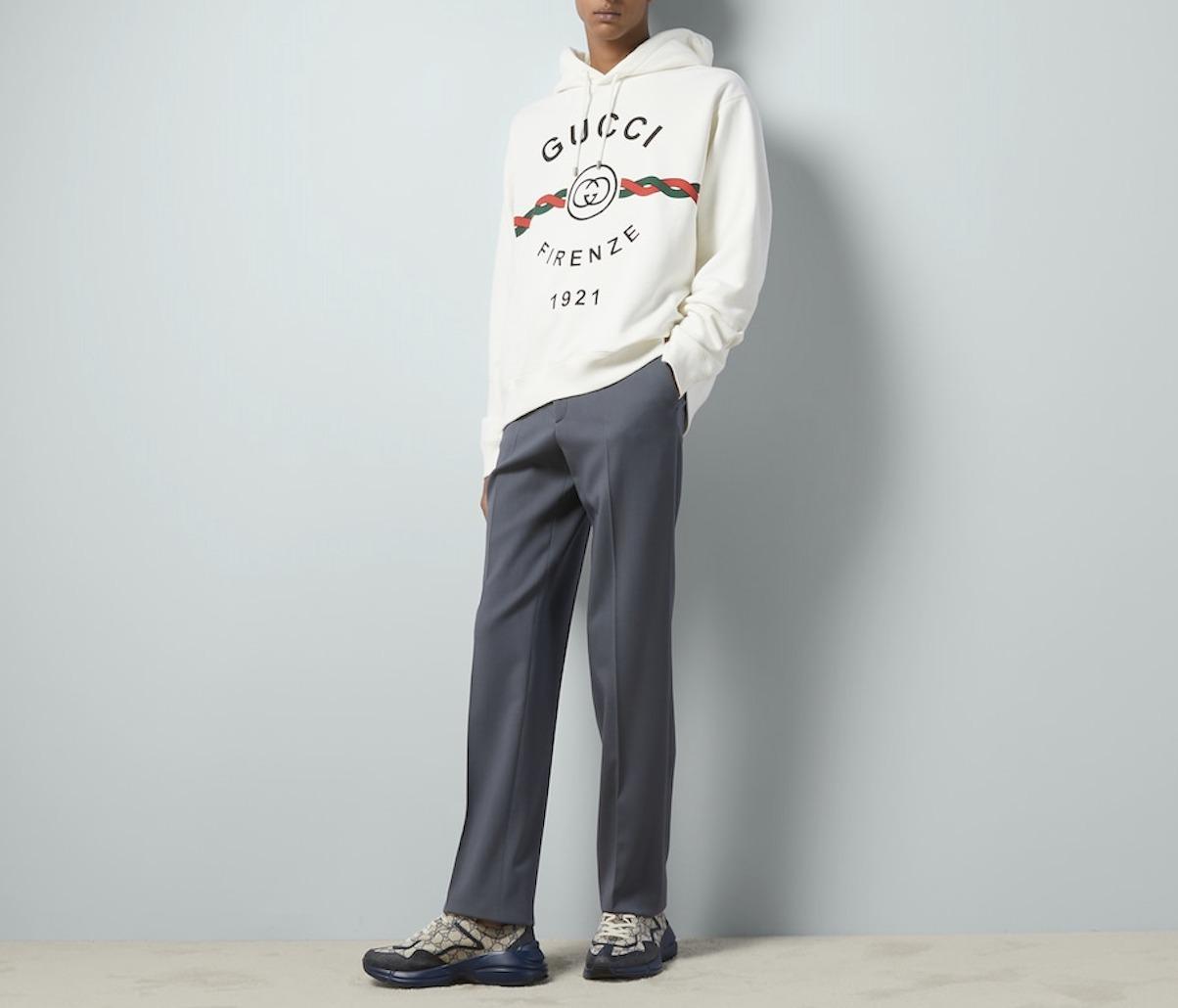 グッチ デニムに FIRENZE 1921フーデッド スウェットシャツ  646953 XJD7O 9095