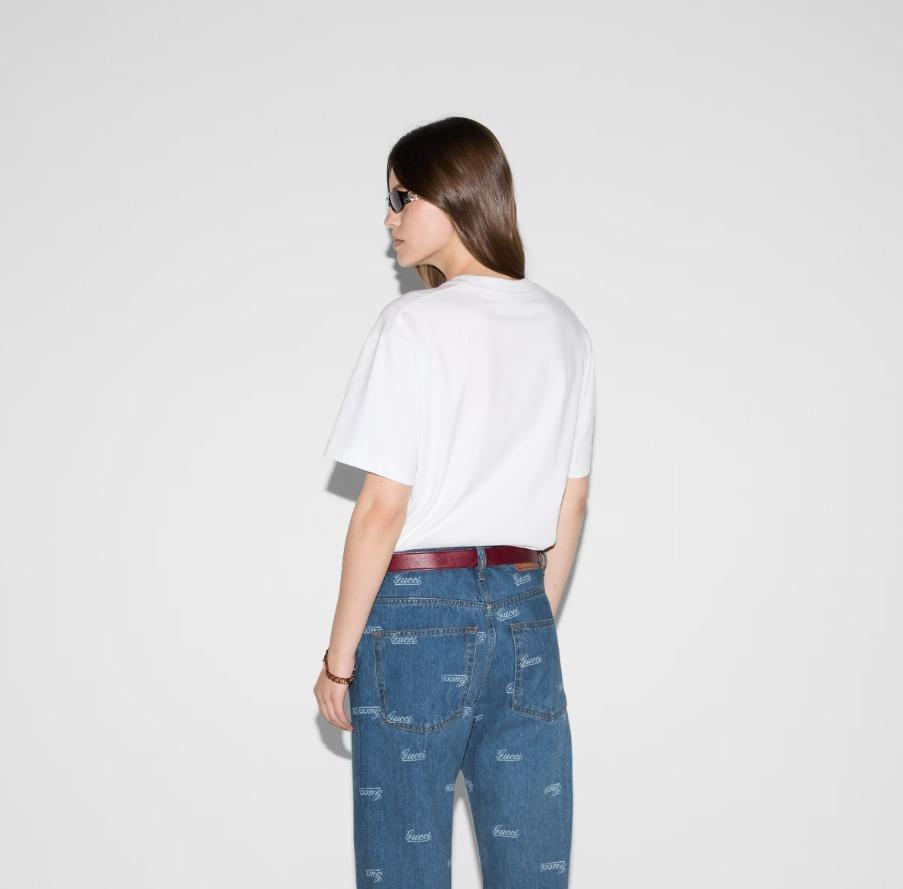 GUCCI コットンジャージー Tシャツ、オフホワイト 788093 XJGTO 9799