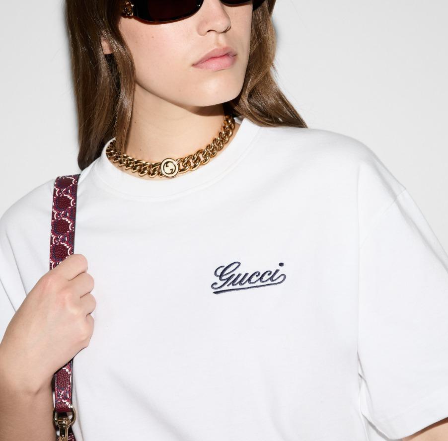 GUCCI コットンジャージー Tシャツ、オフホワイト 788093 XJGTO 9799