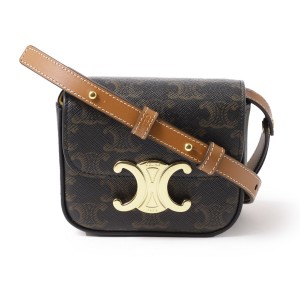 セリーヌ激安 MINI CLAUDE IN TRIOMPHE CANVAS ショルダーバッグ ミニバッグ ブラウン レディース 10i51 2dqb 04lu