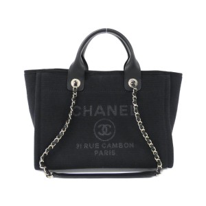 シャネルトートバッグ ドーヴィル スモール ブラック ミックスファイバー カーフ AS3257