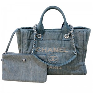 シャネルバッグ レディース CHANEL ドーヴィル スモールショッピング デニムブルー AS3257 B10675 NN494