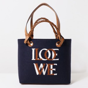 ロエベ LOVE SMALL トートバッグ ロゴ ウール レザー レディース A717S72X13 5917