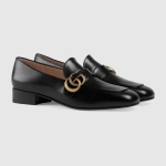 グッチ ダブルG付き GUCCIプリント入*レザーローファー 602496 C9D00 1000