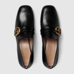 グッチ ダブルG付き GUCCIプリント入*レザーローファー 602496 C9D00 1000