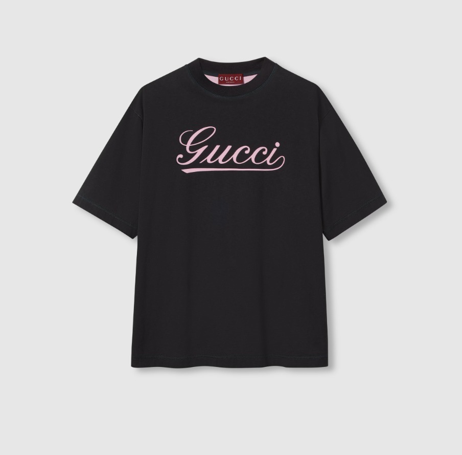 Gucci スクリプト プリント コットン Tシャツ 798769 XJGQ3 1142