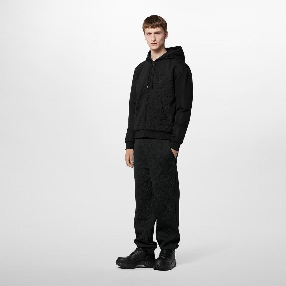 LOUIS VUITTON フード付 ジャケット パーカー シンプル 黒 ロゴ 1AFAYL