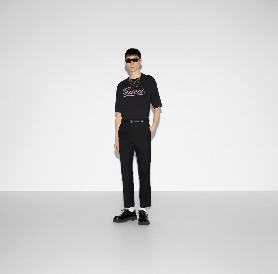 Gucci スクリプト プリント コットン Tシャツ 798769 XJGQ3 1142