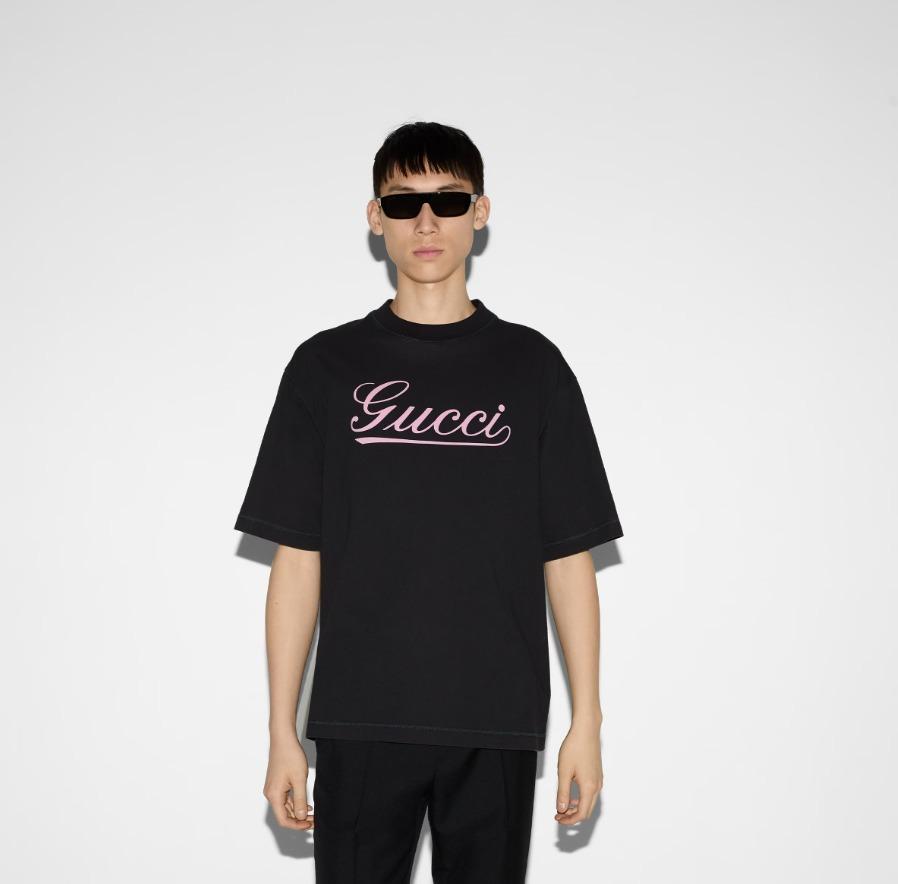 Gucci スクリプト プリント コットン Tシャツ 798769 XJGQ3 1142