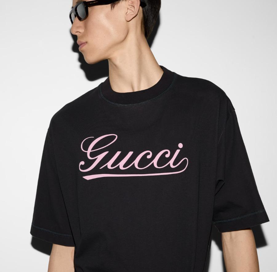 Gucci スクリプト プリント コットン Tシャツ 798769 XJGQ3 1142