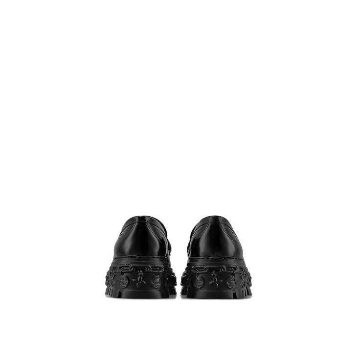 LOUIS VUITTON レコード ライン ローファー 黒 ロゴ 1AC9I9