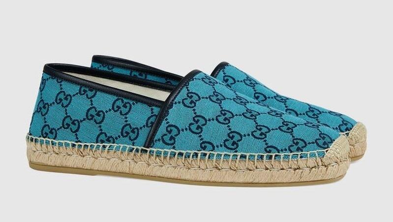 GUCCI レザートリミング ロゴ キャンバスエスパドリーユ 663655 9SFV0 4276