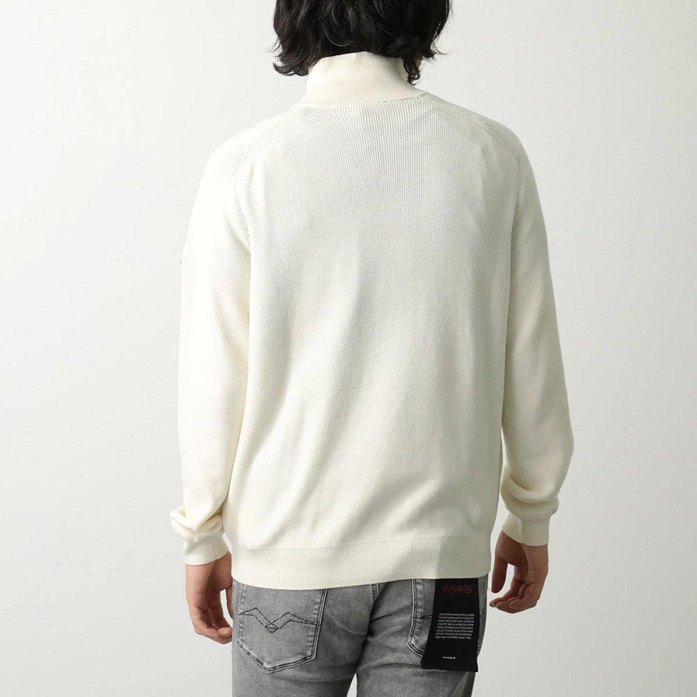モンクレール  ハーフジップ セーター メンズ ハイネック コットン カシミヤ ニット ハイゲージ ロゴパッチ 9F00001M1611034