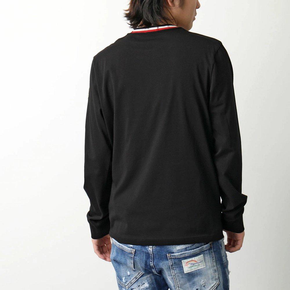 モンクレール Tシャツ   メンズ 長袖 クルーネック カットソー ロンT コットン ロゴ アイコンパッチ 8D00019 8390T 999