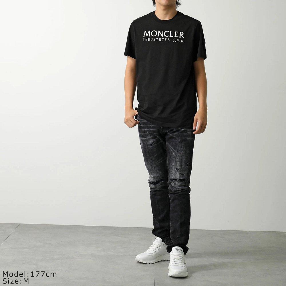 モンクレール マットブラック Tシャツ メンズ 半袖 カットソー ロゴT ラバーアイコンパッチ 8C00014 89A17 999