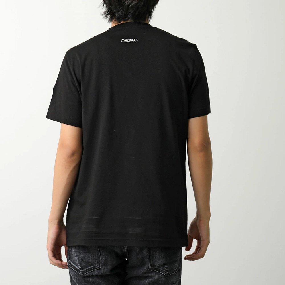 モンクレール マットブラック Tシャツ メンズ 半袖 カットソー ロゴT ラバーアイコンパッチ 8C00014 89A17 999