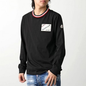 モンクレール Tシャツ   メンズ 長袖 クルーネック カットソー ロンT コットン ロゴ アイコンパッチ 8D00019 8390T 999