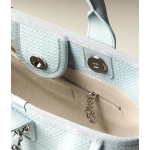シャネル スモール ショッピング トートバッグ ポーチ ブルー ショルダー ミック AS3257